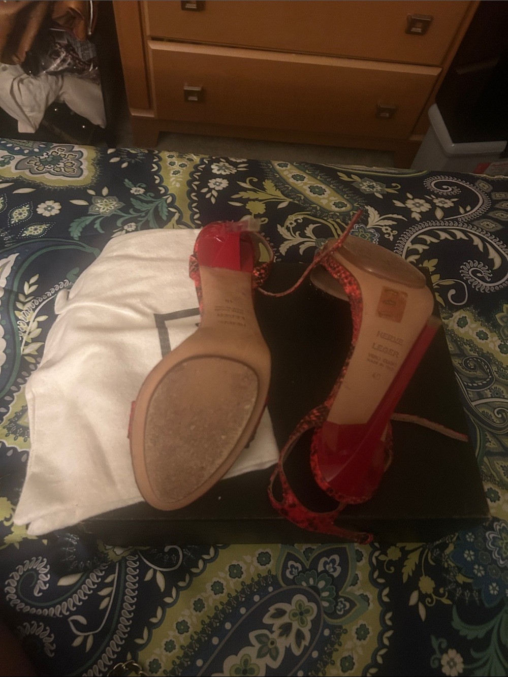 Herve Leger Red Snake-Print Stiletto Sandals - Picture 14 of 15